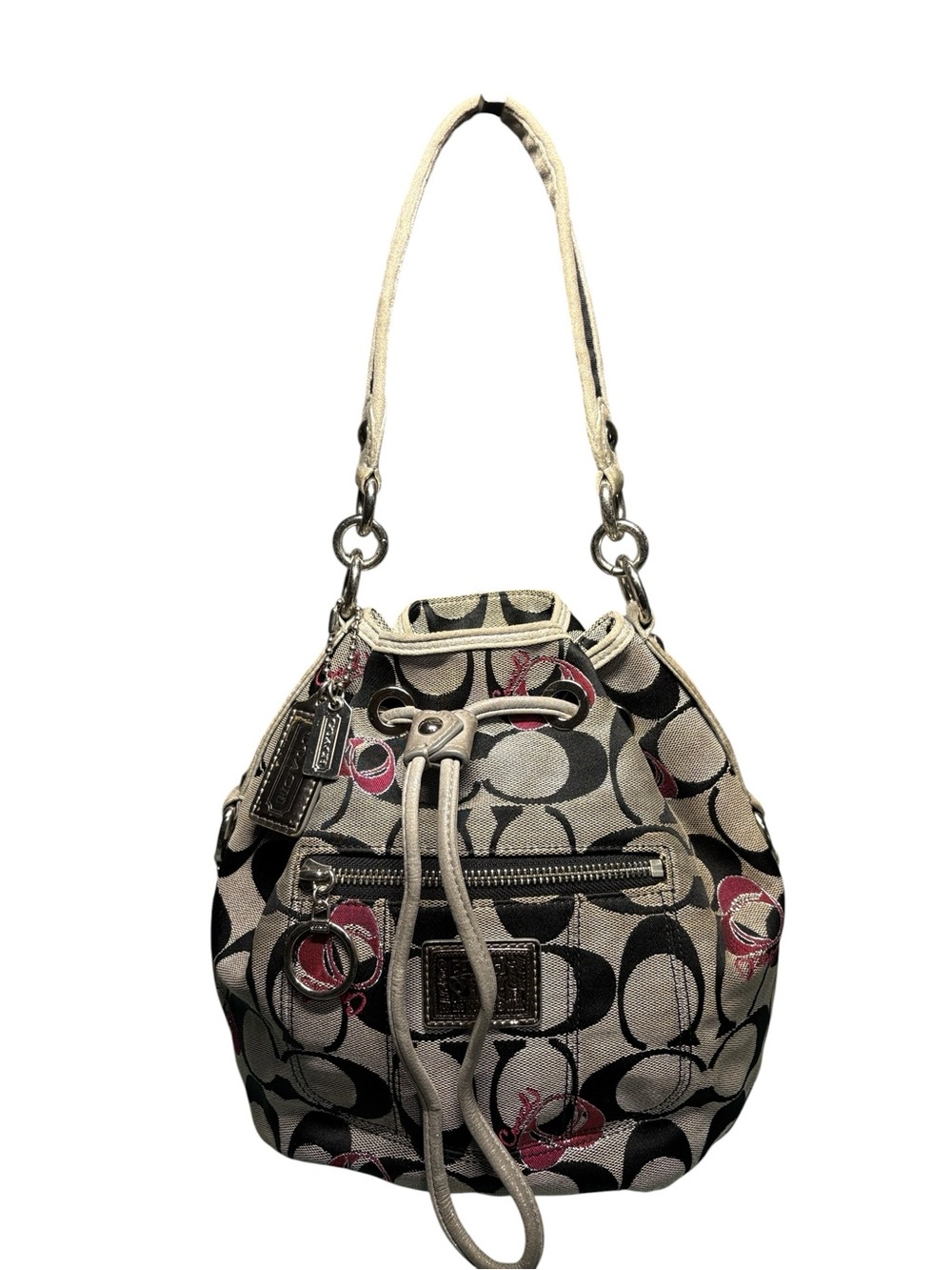 Coach Poppy Signature Drawstring Pouch Bucket Bag 18755 | Rare REHAB